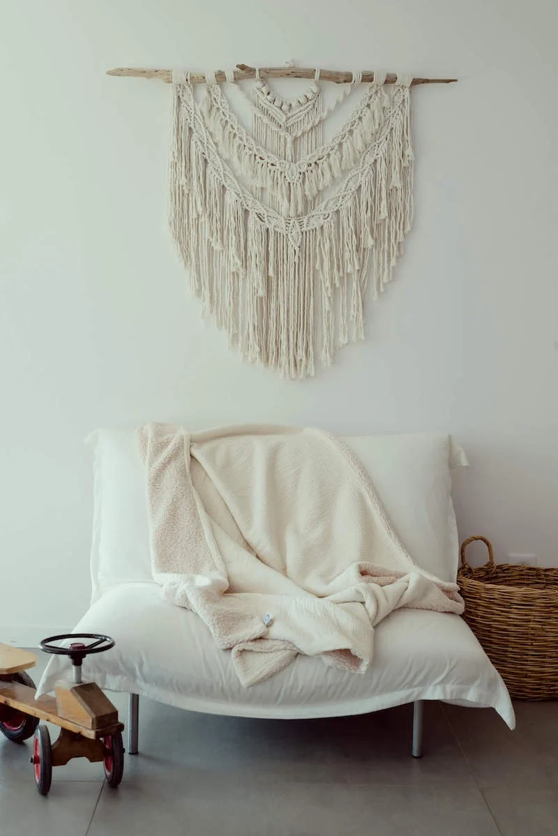 Plaid famille moumoute écru